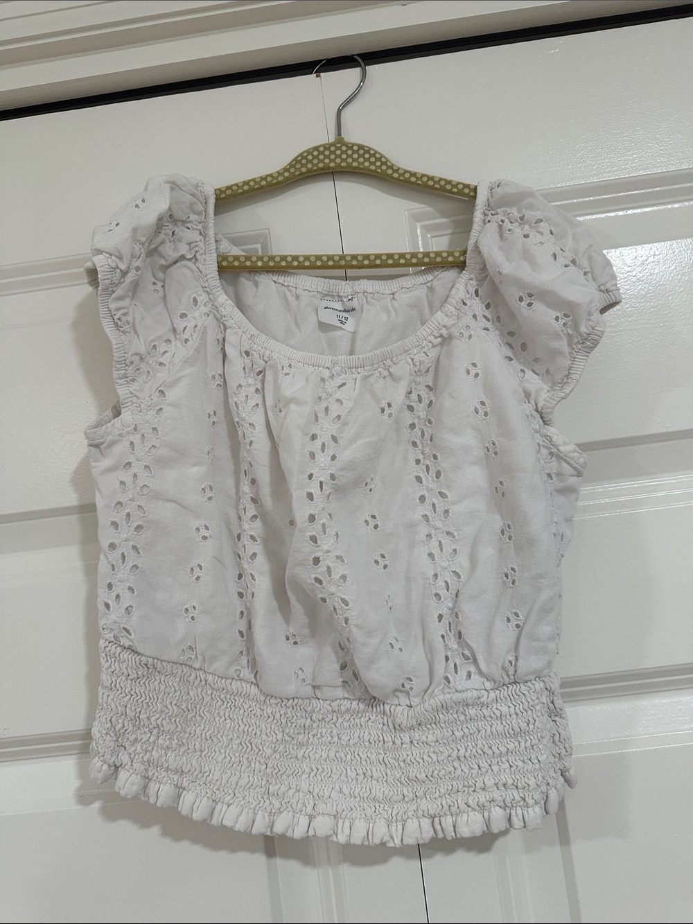 abercrombie kids White Eyelet Smocked Tank